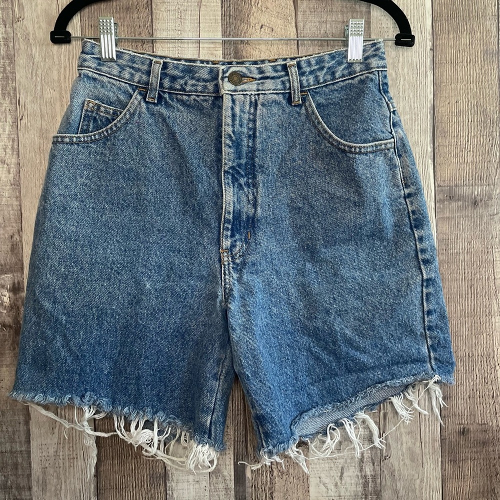 Vintage 80s Banana Republic Safari High Rise Cutoff Jean Shorts Med Wash Sz 10